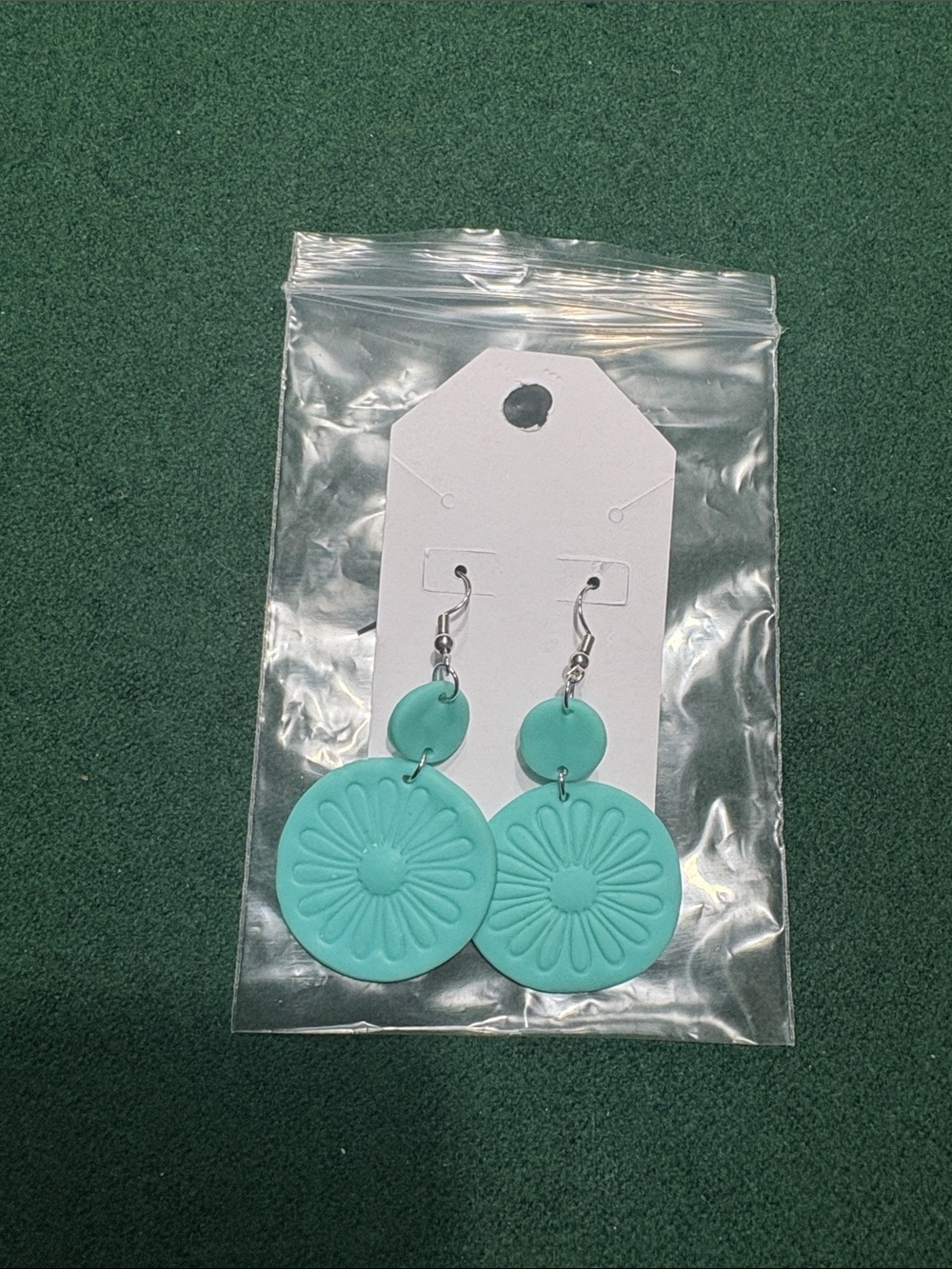 NWT Turquoise Floral Drop Handmade Clay Earrings - Women Jewelry
